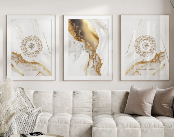 Shahada Set – Gray Golden Marble Design Set
