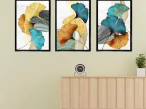 Gold ,Blue ,Yellow Leaf Abstract Set