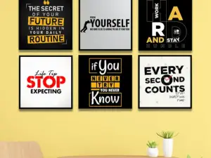 INSPIRING BRUSH Positive Quotes (6 Panel) Wall Frame