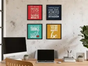 Colorful Typography Motivational Quotes (4 Panel) Wall Frame
