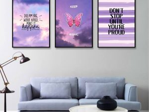 Don't Stop Wall Frame Set purple theme
